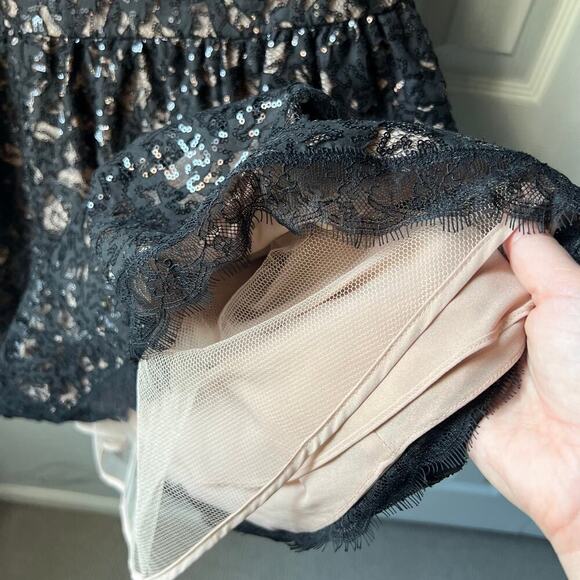 BCBG Maxazria Katarina Black Lace Sequin Open Back Dress - Size 4 - Picture 5 of 13